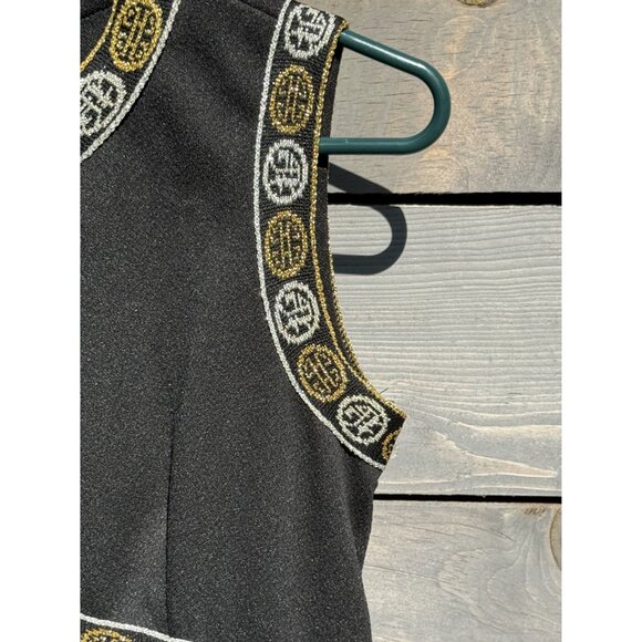 Vintage Forever Young Black Sleeveless Maxi Dress With Embroidered Trim - Picture 4 of 8